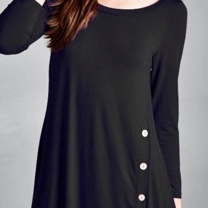 Black Front Button Tee